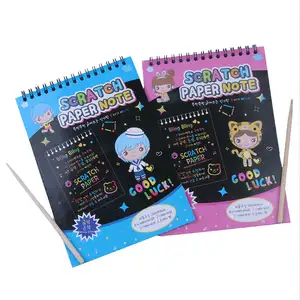 2023 hot sale 2 kinds children DIY creative colorful pattern scratch book note for gift