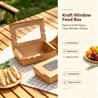 Caja de Papel Kraft para Llevar Ensaladas con Ventana Transparente, Envase de Grado Alimenticio para Frutas y Comidas, Cajas de Papel para Alimentos con Impresión Personalizada
