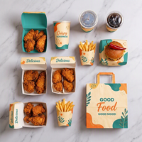 Emballage alimentaire personnalisé écologique biodégradable imperméable en papier pour restauration rapide, boîte à hamburger auto-élevable, conteneur pour ailes de poulet