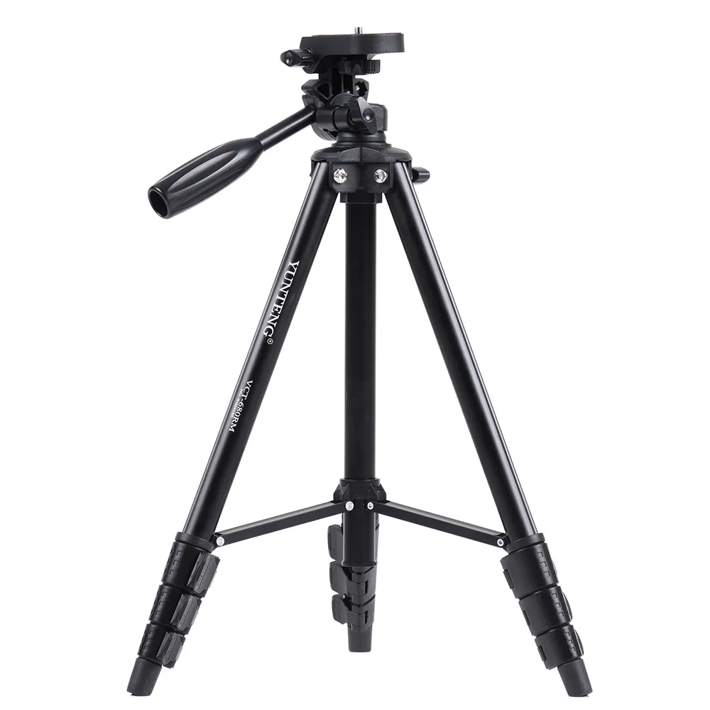 Asli Yunteng VCT-680 4 Bagian Portable Aluminium Tripod dengan Redaman Kepala Kamera DSLR Tripod untuk Smartphone Nikon Canon