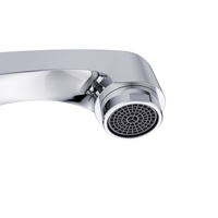 Robinet de salle de bains moderne chromé rotatif à double poignée et à bouche ronde