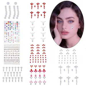 Populaire 26 Stijlen Waterdichte Gezicht Juwelen Sticker Lichaam Sticker Crystal Face Diamanten Strass Zelfklevend