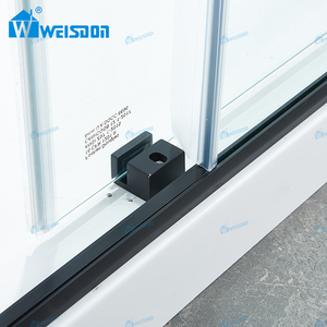 <span class=keywords><strong>Puerta</strong></span> de ducha de <span class=keywords><strong>baño</strong></span> de vidrio sin marco <span class=keywords><strong>deslizante</strong></span> individual de acero inoxidable negro mate personalizado Weisdon - Product Image 6