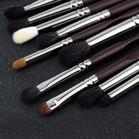 Ensemble de pinceaux de maquillage professionnels Mophira - 12 pièces, forme ronde, manche en bois, pinceaux pour le visage et le correcteur, échantillons de pinceaux à raser disponibles