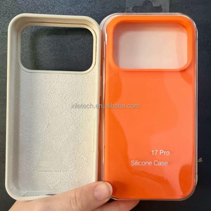 Funda de Silicona para <span class=keywords><strong>iPhone</strong></span> 17 Pro Max, 17 Air, 16, 15, 14, Color Naranja, Protección Trasera, Suave, Antigolpes, <span class=keywords><strong>Precio</strong></span> de Fábrica - Product Image 1