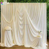 LEDA Rideau de fond de scène en soie de lait blanc luxueux à motif ondulé pour décoration d'événements et de fêtes de mariage