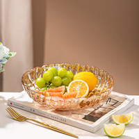 Groothandel Op Maat Gemaakte Glazen Fruitoplader Platen Glazen Kralen Amberkleurige Kom Glas Verdikte Fruitplaat Groothandel Voor Thuisgebruik
