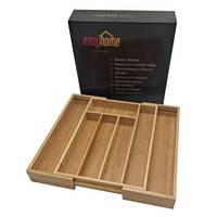 Boîte de rangement extensible en bambou pour tiroir, organisateur de couverts moderne et simple, compartiments pour couteaux de cuisine à domicile