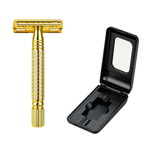 Classical Stainless Steel Safety <b>razor</b> Brass Reusable Long Handle Double Edge Shaving Safety <b>Razor</b> for Men Free Samples - Product Image 2