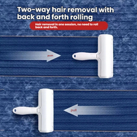 Rouleau réutilisable et portable en plastique pour enlever les poils d'animaux, brosse bidirectionnelle pour enlever les poils de chien et de chat, poignée ergonomique, lavable
