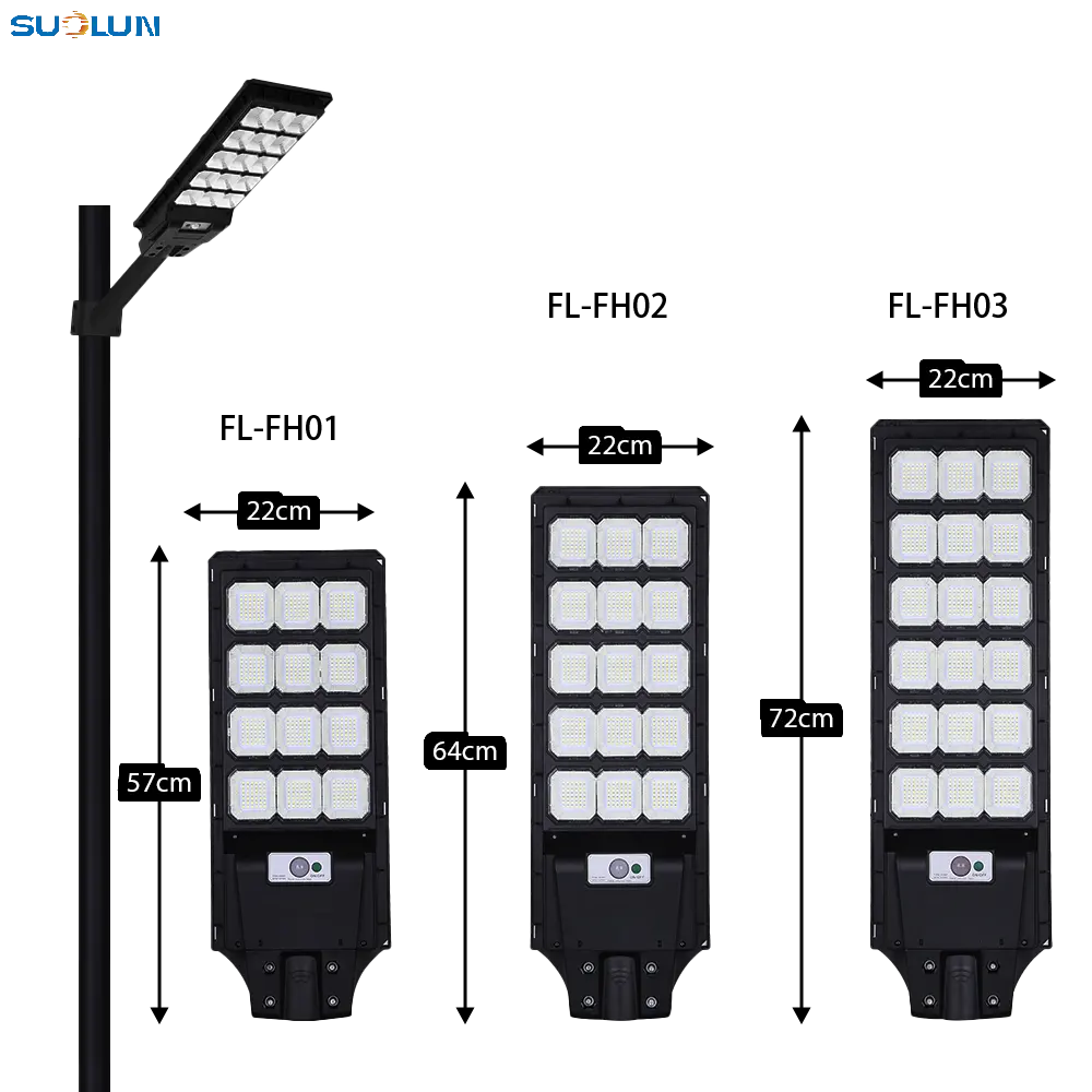 SUOLUN מנורת שמש לגינה חיצונית ליתיום ip65 עמיד למים אור סולארי לכביש כפרי שלט רחוק אור רחוב סולארי