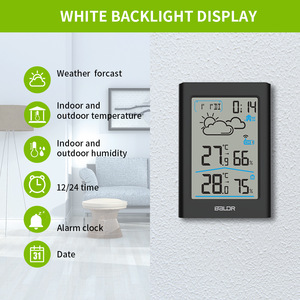 Termómetro Higrómetro Inalámbrico Baldr para Interiores y Exteriores con Pantalla LCD, Estación Meteorológica con Pronóstico y Reloj Despertador para Uso Doméstico - Product Image 2