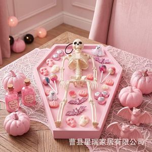 Plateau rose gothique en forme de cercueil pour Halloween, décoration, rangement de collations et bonbons, accessoire de bureau - Product Image 4