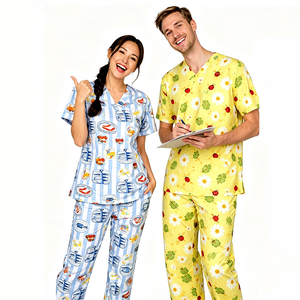 Custom Printed <strong>Scrub</strong> <strong>Tops</strong> Medical Spandex Dobby Fabric Unisex Long /Short Sleeve Cartoon High Quality Nursing Uniform Set - Product Image 2