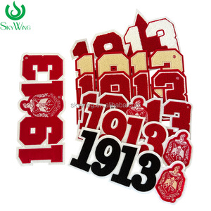 Stock all'ingrosso ciniglia 1913 Set <span class=keywords><strong>rosso</strong></span> Delta confraternita lettere greche ricamate ferro su toppa per giacca - Product Image 1