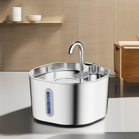 Fontaine à eau chat 2.2L en acier inoxydable avec fenêtre de visualisation distributeur d'eau automatique ultra silencieux pour animaux de compagnie filtre de style moderne