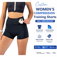 Shorts de compression pour femmes avec ceinture de course intégrée et poches, logo personnalisé