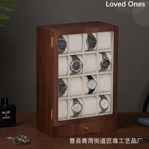 Caja de almacenamiento de relojes de madera con cajones y compartimentos para uso doméstico - Product Image 2