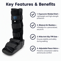Botte de marche gonflable ergonomique légère - Orthèse de cheville absorbant les chocs avec rembourrage lavable
