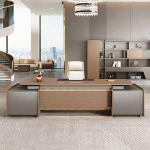 Boss Table With Bookcase Minimalist Luxury <strong>Desk</strong> Simple Modern President Manager <strong>Desk</strong> And Chair <strong>Set</strong> Wooden China - Product Image 1