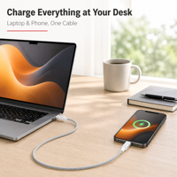 Kabel USB PD 100W Desain Berkilau Tinggi Berbahan Aluminium Alloy Teranyam, Kompatibel untuk Laptop, Monitor, dan Ponsel