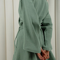 Robe de nuit décontractée RUIYI pour femme, col en V, manches longues, 100 % coton, couleur unie, respirante, pour la maison, printemps/automne/été