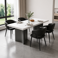 Table à manger moderne en pierre frittée couleur unie avec bord tombant, mobilier de salle à manger occidentale pour appartement, maison, hôtel, restaurant