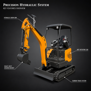 Excavadora de cadenas de 1350 kg, miniexcavadora hidráulica para proyectos de construcción, paisajismo, jardinería y agricultura, venta al por mayor - Product Image 3