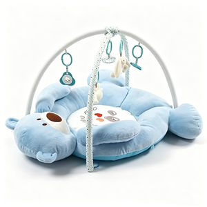 Tapis d'éveil personnalisé pour bébé avec jouets suspendus, tapis d'activité en peluche bleue pour le temps sur le ventre, rembourré en coton, unisexe - Product Image 6