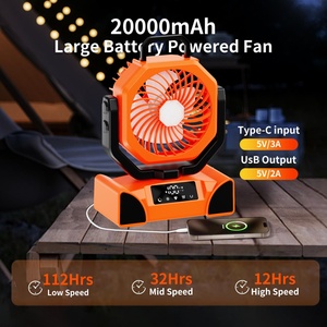 Ventilateur de bureau portable à écran tactile numérique LED, batterie rechargeable 20000mAh, fonctionnement silencieux, utilisation en voiture, ventilateur de camping, lumière LED - Product Image 2