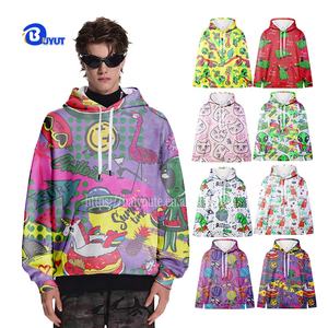 Felpa creativa in pile di poliestere con motivo personalizzato di fabbrica con motivo a forma di angelo felpa da uomo a manica lunga LOGO 3D con cappuccio tutto stampato - Product Image 5