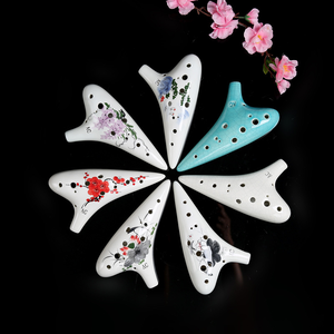 Ocarina de Cerámica de 12 Orificios, Alto C, <span class=keywords><strong>Flauta</strong></span> de Arcilla Hecha a Mano, Pintada a Mano, Logotipo Personalizado, OEM, ODM, Venta al Por Mayor de Fábrica, CN GUA - Product Image 1