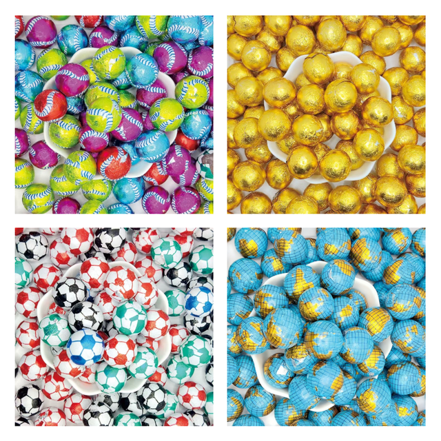 Hot Sale Bulk Dark Chocolate Ball Assorted Shape Candy Chocolate  Mini Ball Chocolate Snack Multi-Color Tin Foil Packaging