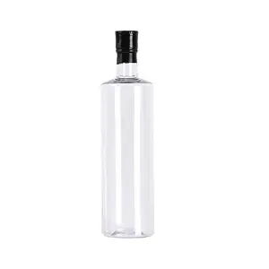 Großhandel 1-Liter-Ölflasche individuelles Logo Kunststoff PET leere transparente Flaschen in Lebensmittelqualität für Kochen heiße Soße Olivenöl