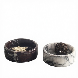 Bandeja de Frutas de Mármol Natural, Tazón para Mascotas con Asa de Cuerda, Diseño Moderno con Patrón Escénico, Multifuncional, Color Morado, Decoración para el Hogar, Bodas - Product Image 3
