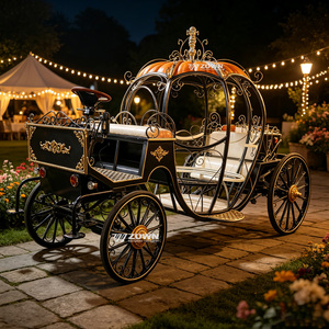 Chariot à Chevaux Citrouille Blanche Dorée de Cendrillon, Transport Romantique pour Entrée de Mariage et Sites Touristiques Panoramiques - Product Image 2