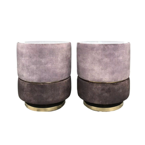 Modern Midcentury Velvet Nightstand <b>Gold</b> Metal Base Dual-Tone Upholstered <b>Bedside</b> <b>Table</b> for Hotel Bedroom Living Room Furniture - Product Image 1