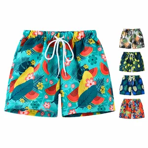 Short de praia estampado de melancia, short de natação para meninos e meninas