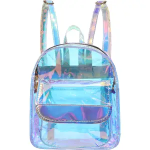 Vente en gros de sacs holographiques à la mode en PVC mini sac à dos coloré pour filles sac à dos transparent transparent en PVC pour femmes