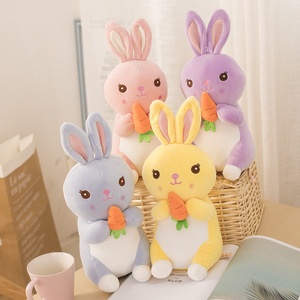Conejito Morado de Peluche, Juguete de Ganchillo de Algodón Suave, Juguetes de Animales de Pascua, Muñeco de Conejo Grande de Orejas Largas con Zanahoria para Bebés - Product Image 6
