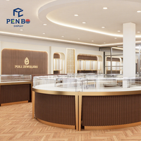 Vitrine de présentation de bijoux personnalisée, comptoir d'essayage, présentoir de bijoux, mobilier mural en bois avec éclairage LED pour magasin de bijoux