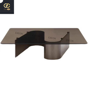 Muebles de sala de estar de diseño nórdico de lujo de alta calidad, mesa de centro de vidrio, mesa de centro de forma irregular de Villa - Product Image 5