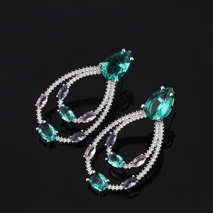 Exquisite Jewelry Eco-friendly Copper <b>Black</b> Gold Plated Color Zircon Water Drop Shape <b>Dangle</b> <b>Earrings</b> Big Fashion Women Elegant - Product Image 3