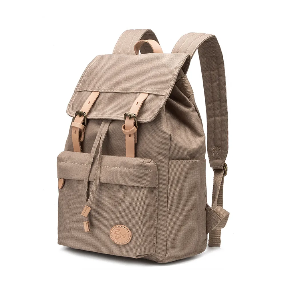 Men Backpack Water Resistant School Bag Leather Casual Rucksack with Laptop Notebook Bags Polyester Unisex String Day Backpack