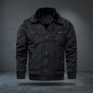 Blouson Bomber en Peau de Mouton avec Bordure en Fourrure, Fermeture Éclair, Hiver, Respirant, Tissé, Veste Homme - Product Image 5