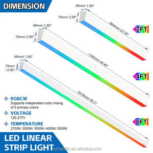 Luminaires LED intelligents modernes pour usage commercial, dimmables et à couleur réglable RGBCW, 16+ couleurs changeantes, éclairage linéaire architectural - Product Image 5