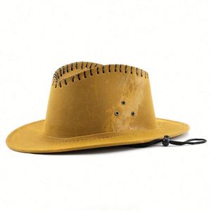 2025 2026 Spring Summer Autumn Solid Color Vegan Suede Cowboy <b>Hat</b> Beach Travelling Fedora <b>Hat</b> <b>for</b> Women Men Sun Shade - Product Image 2