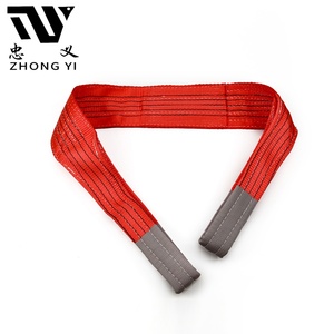 Sangle en toile PE haute résistance <span class=keywords><strong>5t</strong></span> rouge à double œillet, homologuée CE pour les travaux de manutention de charges lourdes par chariots élévateurs et industriels - Product Image 2