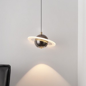 Lampe suspendue de style Saturne, ronde, E27, lampe à économie d'énergie, commande par interrupteur, pour chambre à coucher, salon - Product Image 3