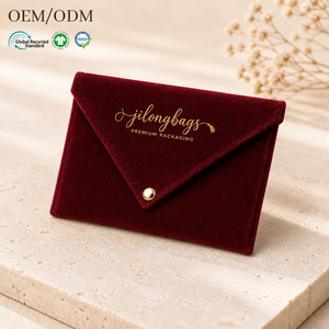 Bolsa de <span class=keywords><strong>Terciopelo</strong></span> para Joyería con Logotipo Personalizado, Cierre a Presión, Color Rojo Vino, para Anillos, Collares y Pulseras, Venta al Por Mayor - Product Image 1